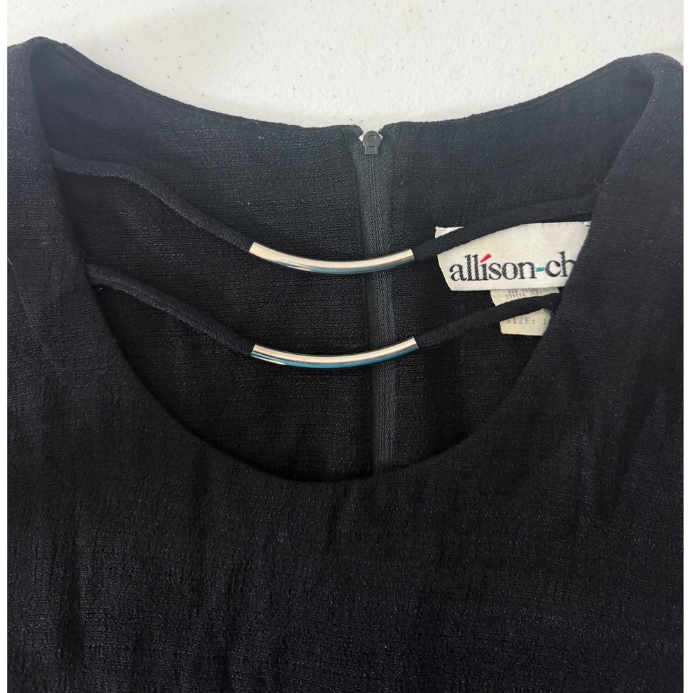 Allison-che Black Short Sleeve Sheath Dress With‎ Metal Detail Size 16 - Picture 4 of 11